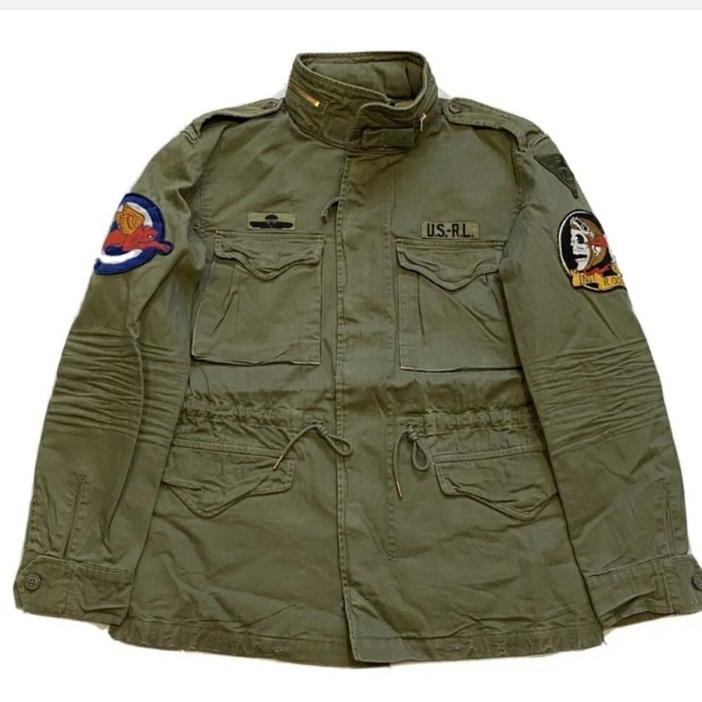 Polo Ralph Lauren Soldier Olive Military M-65 Combat Field Patch Jacket